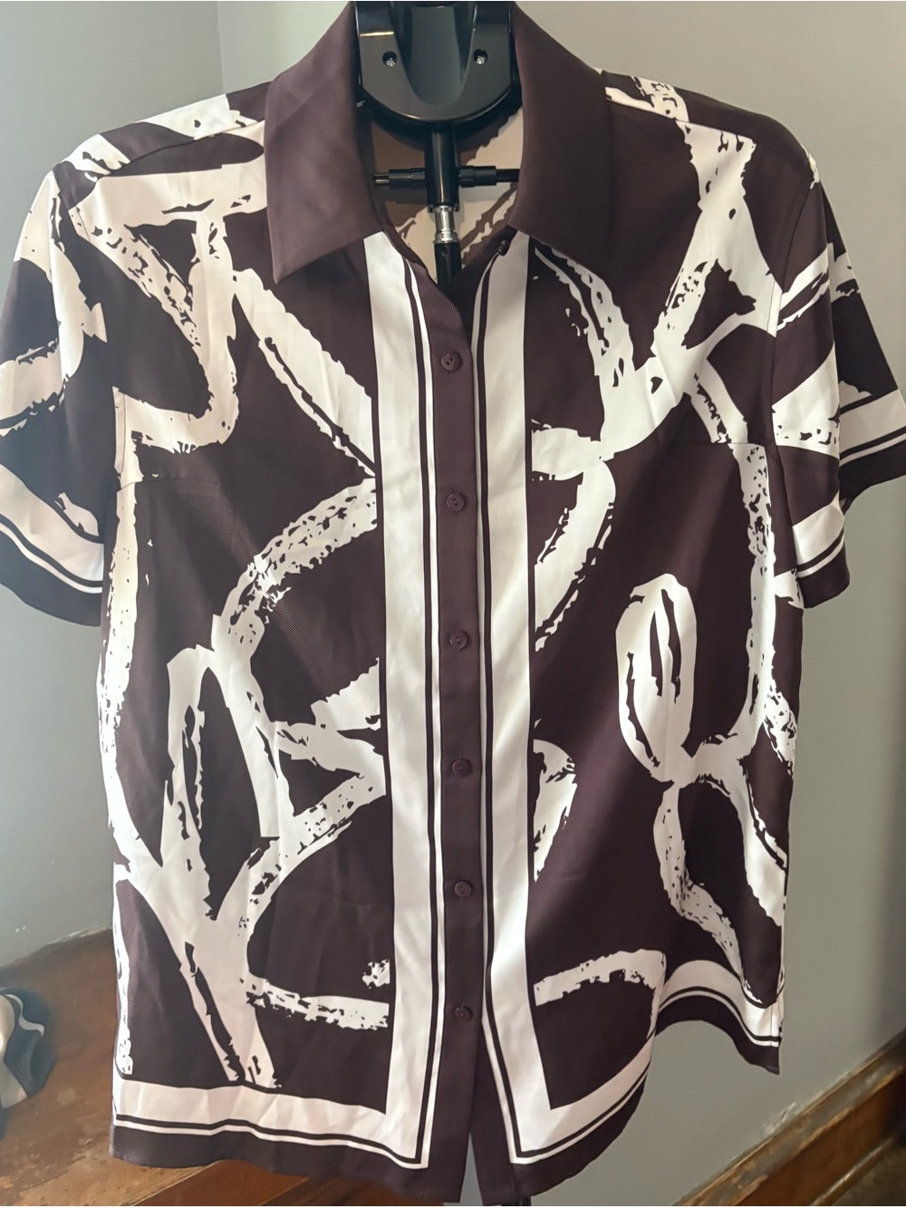 SER.O.YA Brown & Cream Abstract Print Button-Up Shirt — Men's Size S